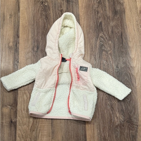 Eddie Bauer Other - Baby Eddie Bauer Pink and Cream Hooded Sherpa Jacket